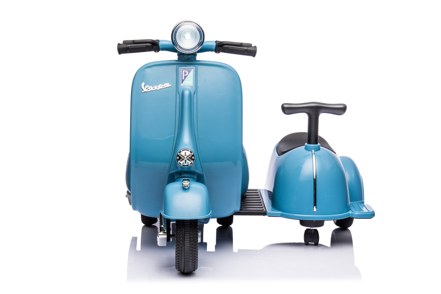 6V LICENSED Vespa Scooter Motorcycle with Side Car for kids, Blue