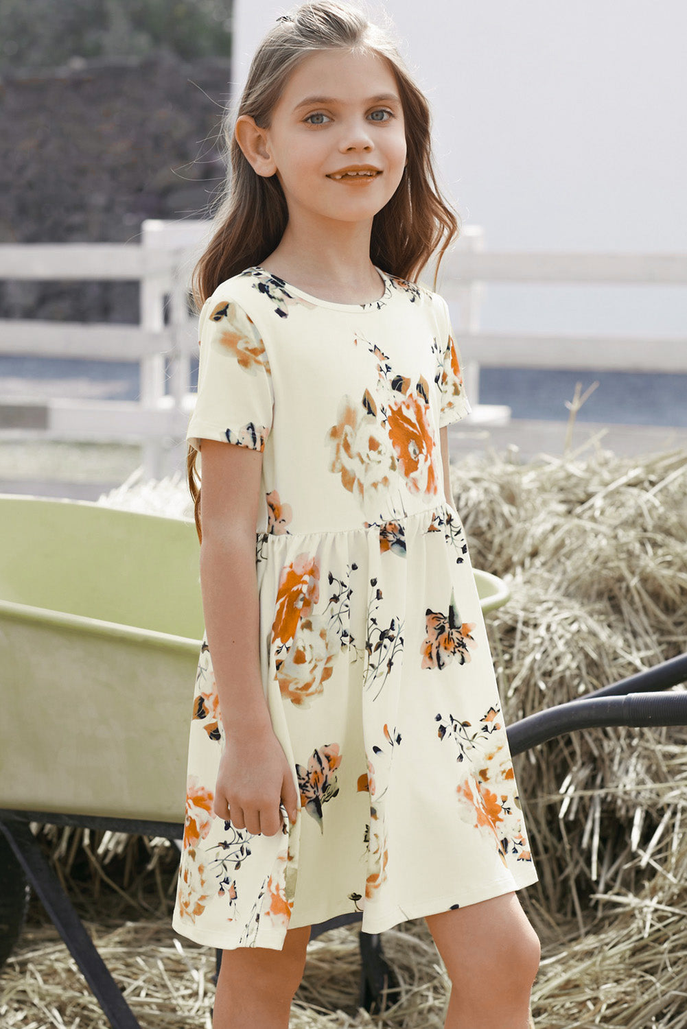 girls-floral-short-sleeve-round-neck-dress