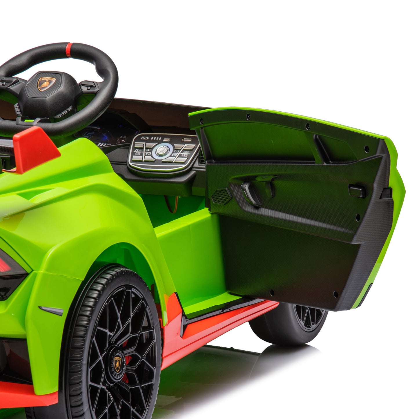 Lamborghini Huracan Sto 24V Kids Electric Ride-On Drift Car: Speeds 1.86-5.59 MPH, Ages 3-8, Foam Front Wheels, 360° Spin, LED Lights, Dynamic Music, Early Learning, USB Port, Drift Feature