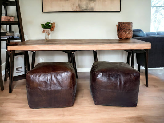 Moroccan Brown Simple Square Pouf: A Timeless Treasure of Berber Craftsmanship-0