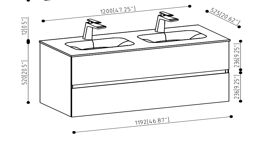 Wall Mounted Single Bathroom Vanity in Ash Gray With Matte Black Solid Surface Vanity Top