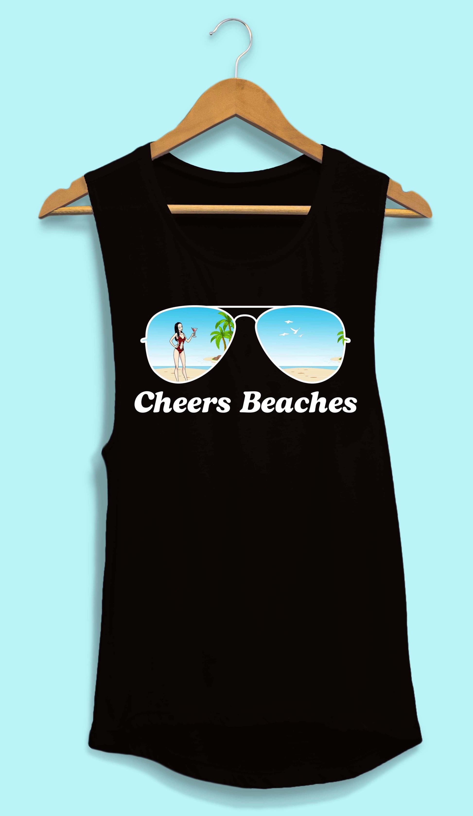 Aviator Bride Vibes 😎  | Beach Vibes - Bachelorette Beach Party Flowy Muscle Tank Tops - American Smart