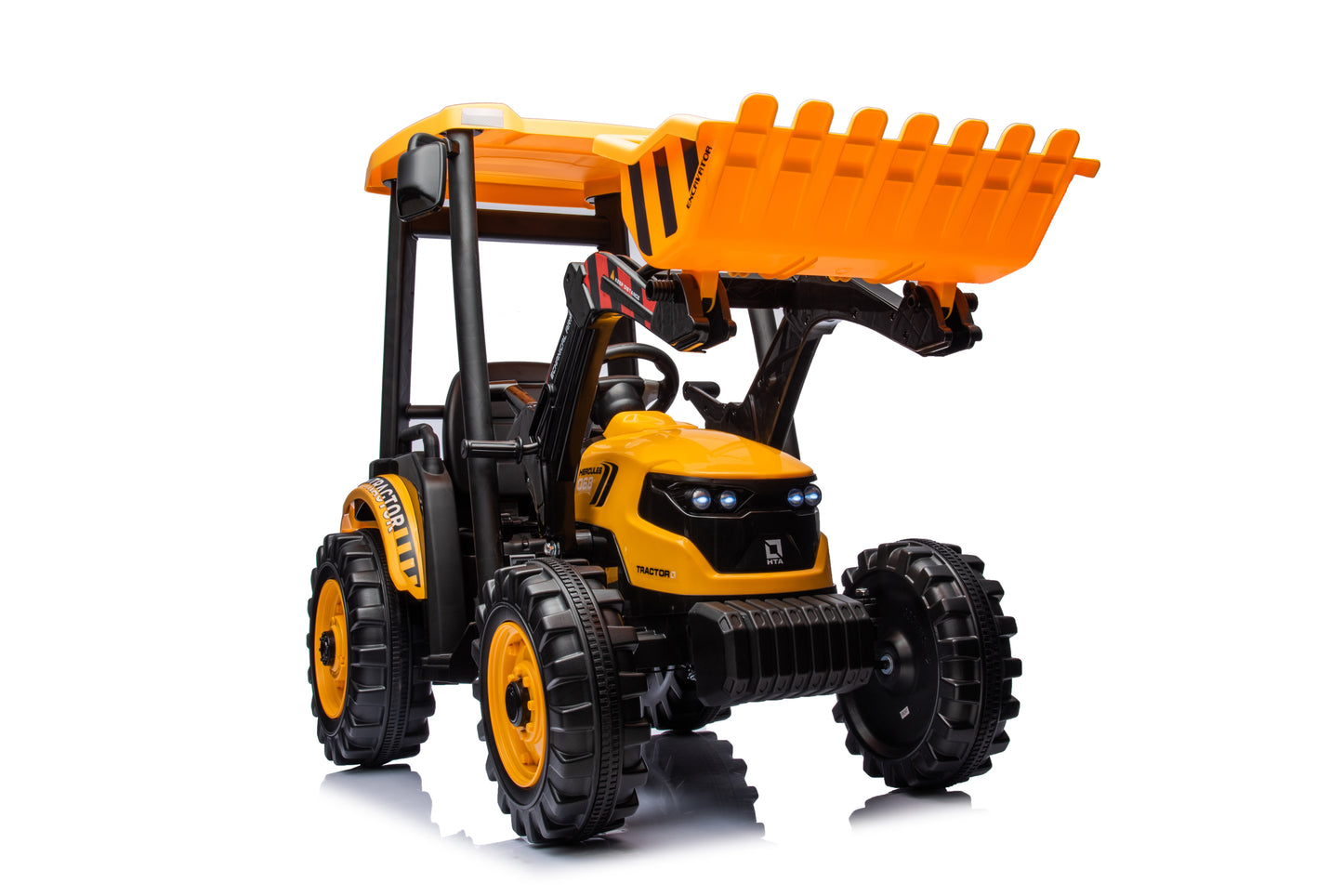 24V Ride On Excavator, Kids' Ride on Car Toys Battery Powered Electric Vehicles with Trailer, Digger for Toddlers (Yellow)