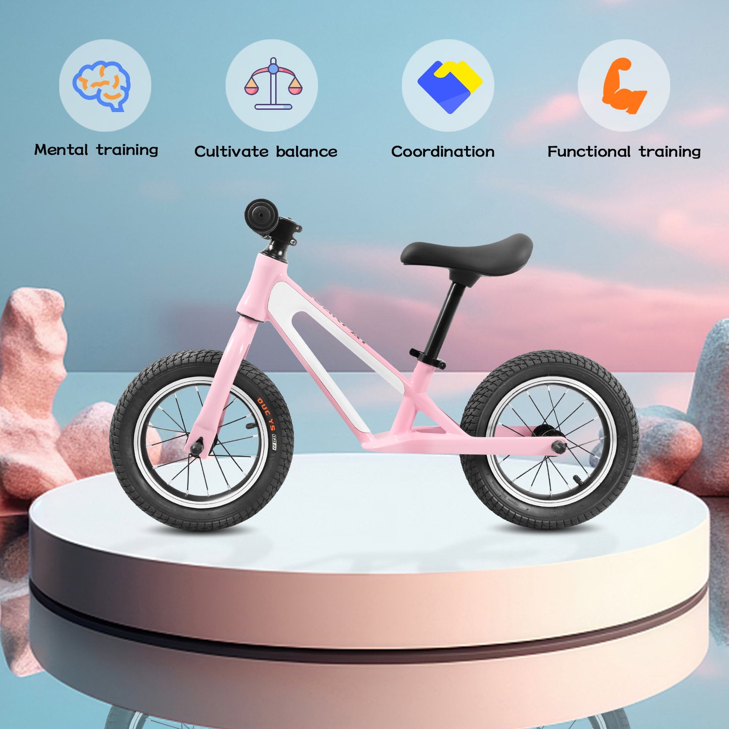 ECARPAT Balance Bike, Magnesium Alloy Frame Toddler Bike,Lightweight Sport Training Bicycle with 12" Rubber pneumatic tires,Adjustable Seat for Kids Ages 1-5 Years Old.