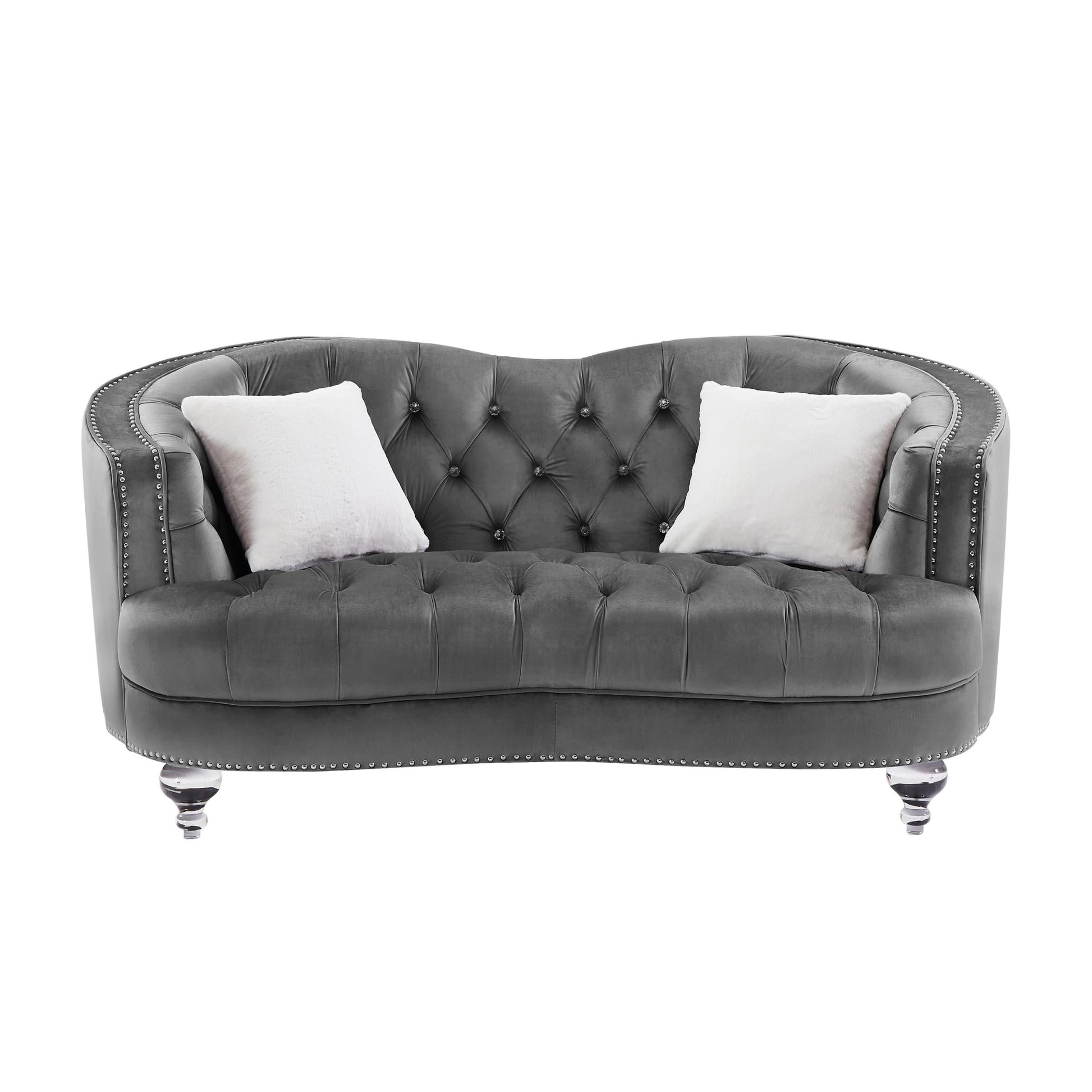 Luxury Crystal Feet Tufted  Sofa-0