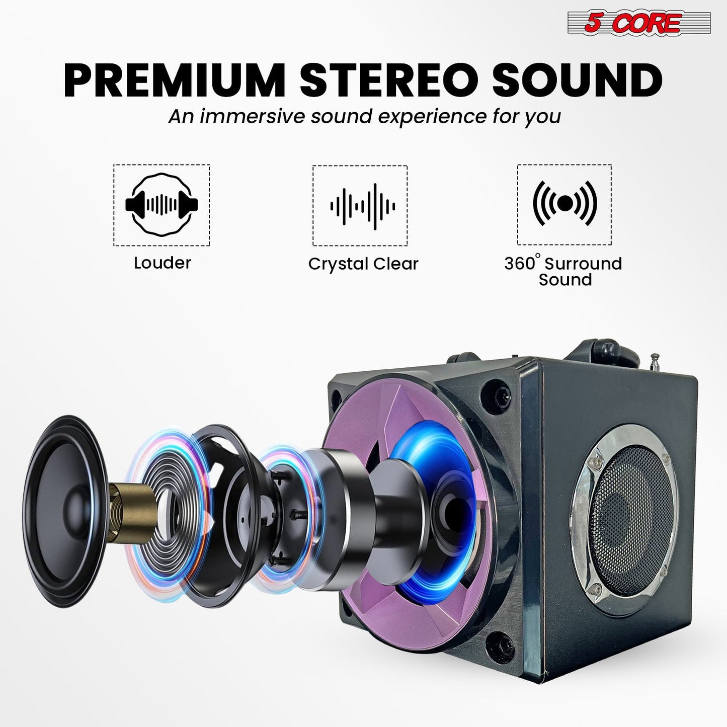 5Core Bookshelf Speaker Powered Studio Monitor Small Wired Active Home Speaker System Hifi House Audio-2