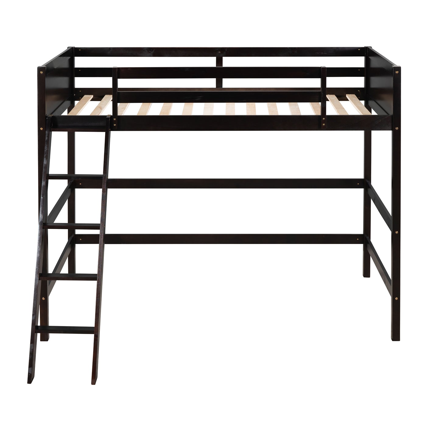 Solid Wood Twin Size Loft Bed with Ladder(Espresso)(OLD SKU: WF191903AAP)