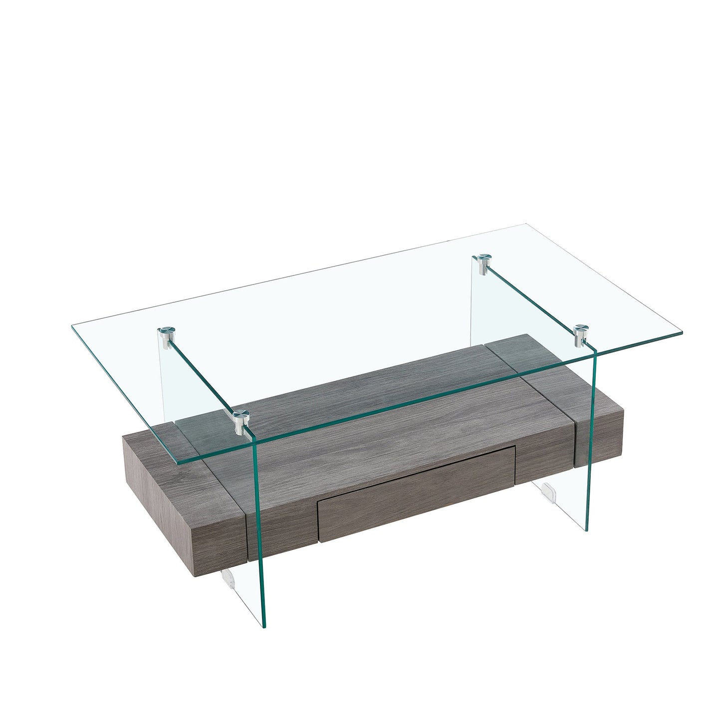 Tempered Glass Coffee Table With Dual Shelves-12