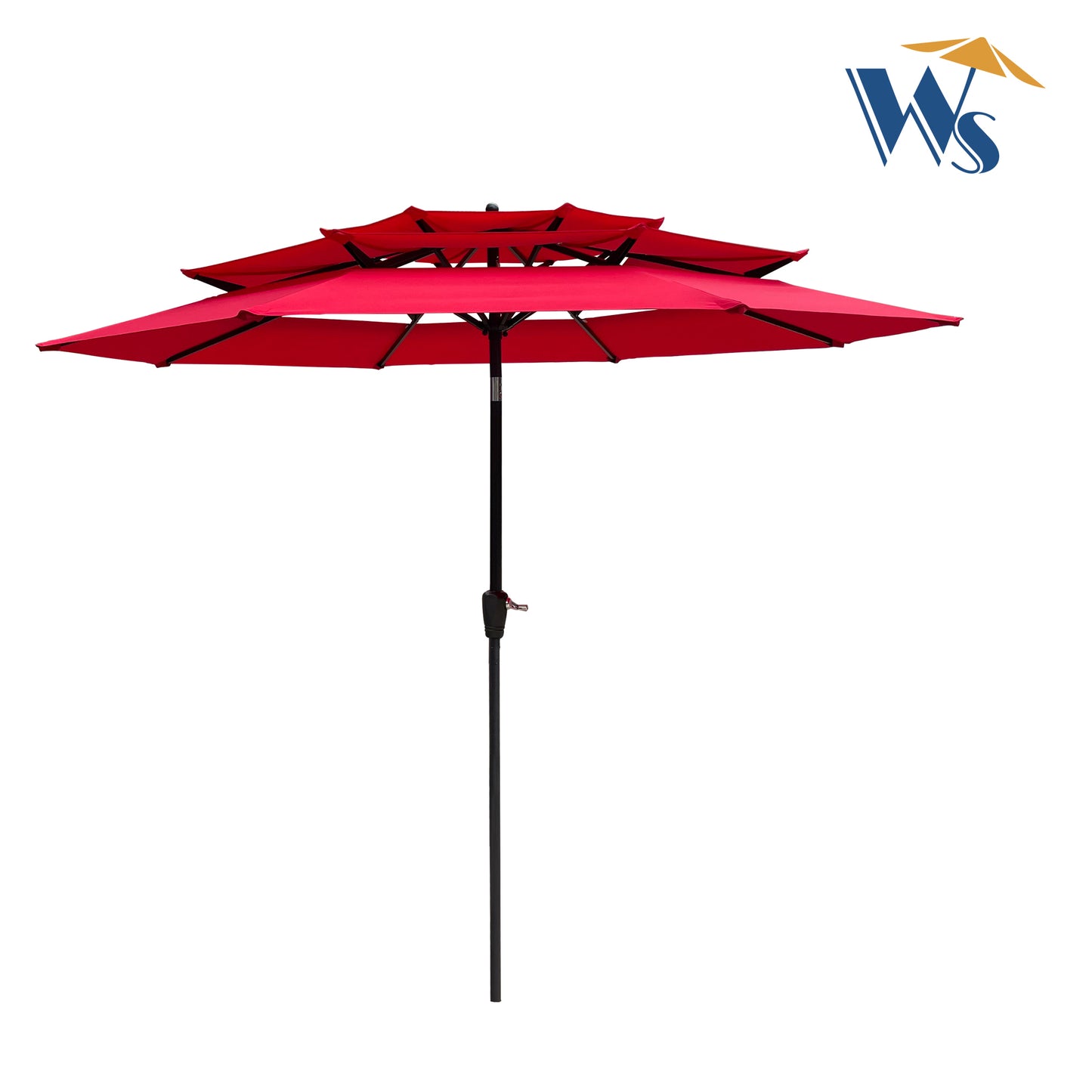 9Ft 3-Tiers Outdoor Patio  Umbrella with Crank and tilt and Wind Vents for Garden Deck  Backyard Pool Shade Outside Deck Swimming Pool