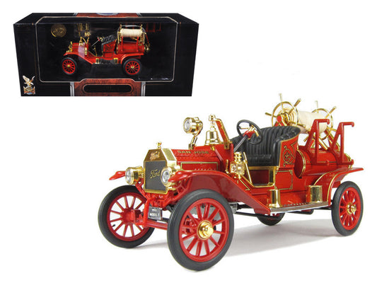 1914 Ford Model T Fire Engine Red 1/18 Diecast Model by Road Signature-0