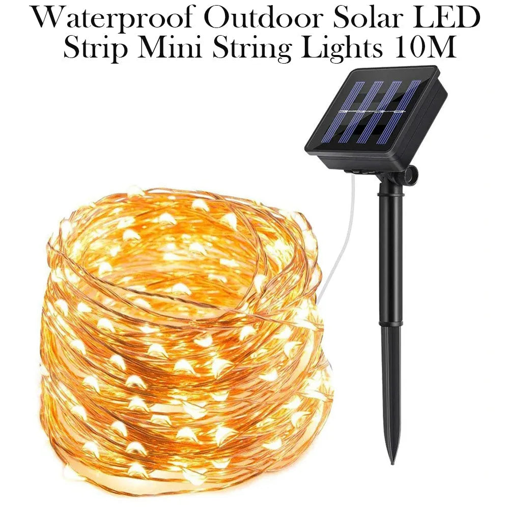 Vibe Geeks Waterproof Outdoor Solar LED Strip Mini String Lights 10M-8