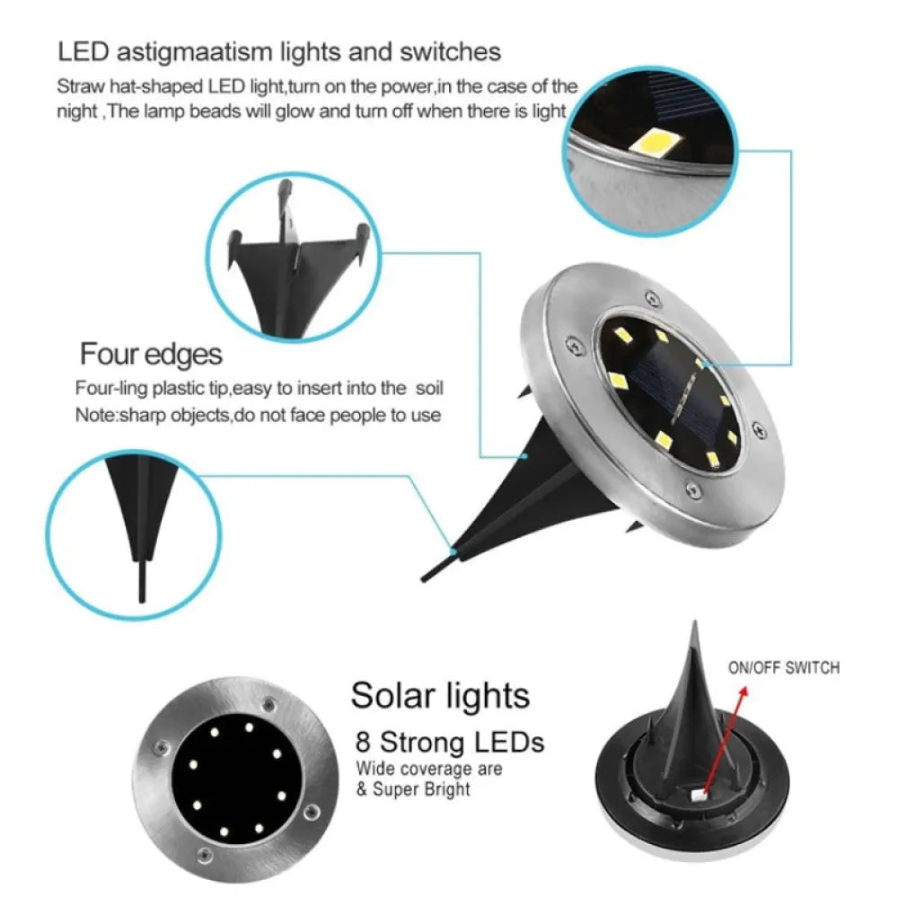 Vibe Geeks Pack of 4 Solar Powered LED Outdoor Solar Garden Ground Lights-9