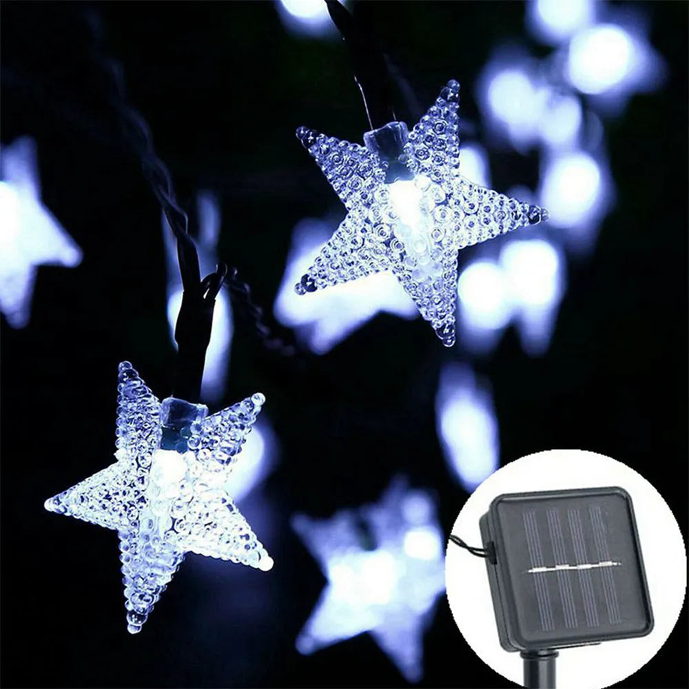 Vibe Geeks Solar-Powered LED 5-point Star String Lights Outdoor Decorative Lights-9