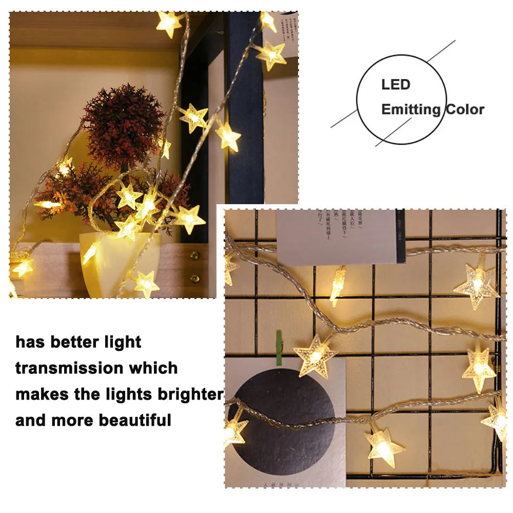 Vibe Geeks Solar-Powered LED 5-point Star String Lights Outdoor Decorative Lights-17