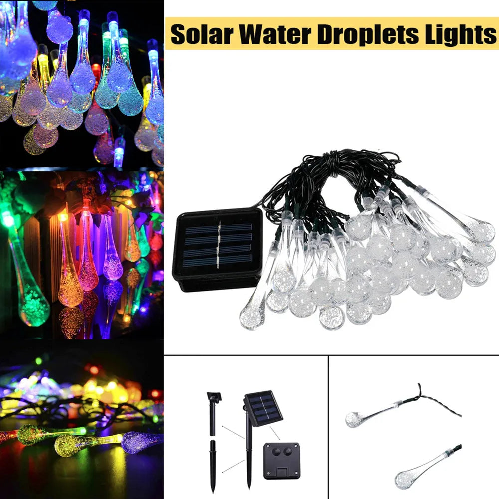 Vibe Geeks Solar Powered Outdoor Fairy LED Droplights Garden Decor-12