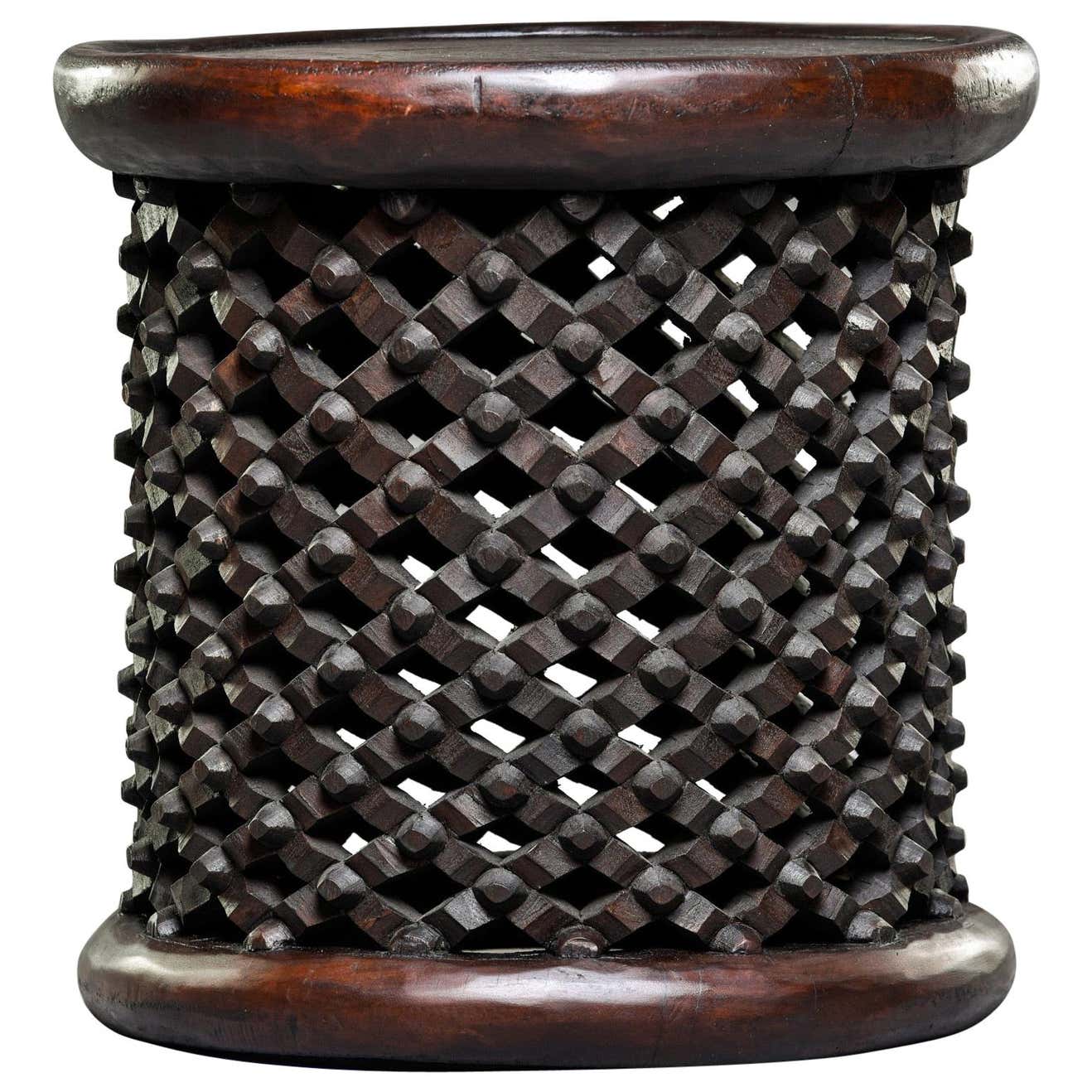 Bamileke Table or Stool | Vintage  Spider Black-1