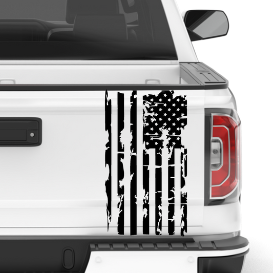 Tattered American USA Flag Vinyl Decal Universal For Car Truck-0