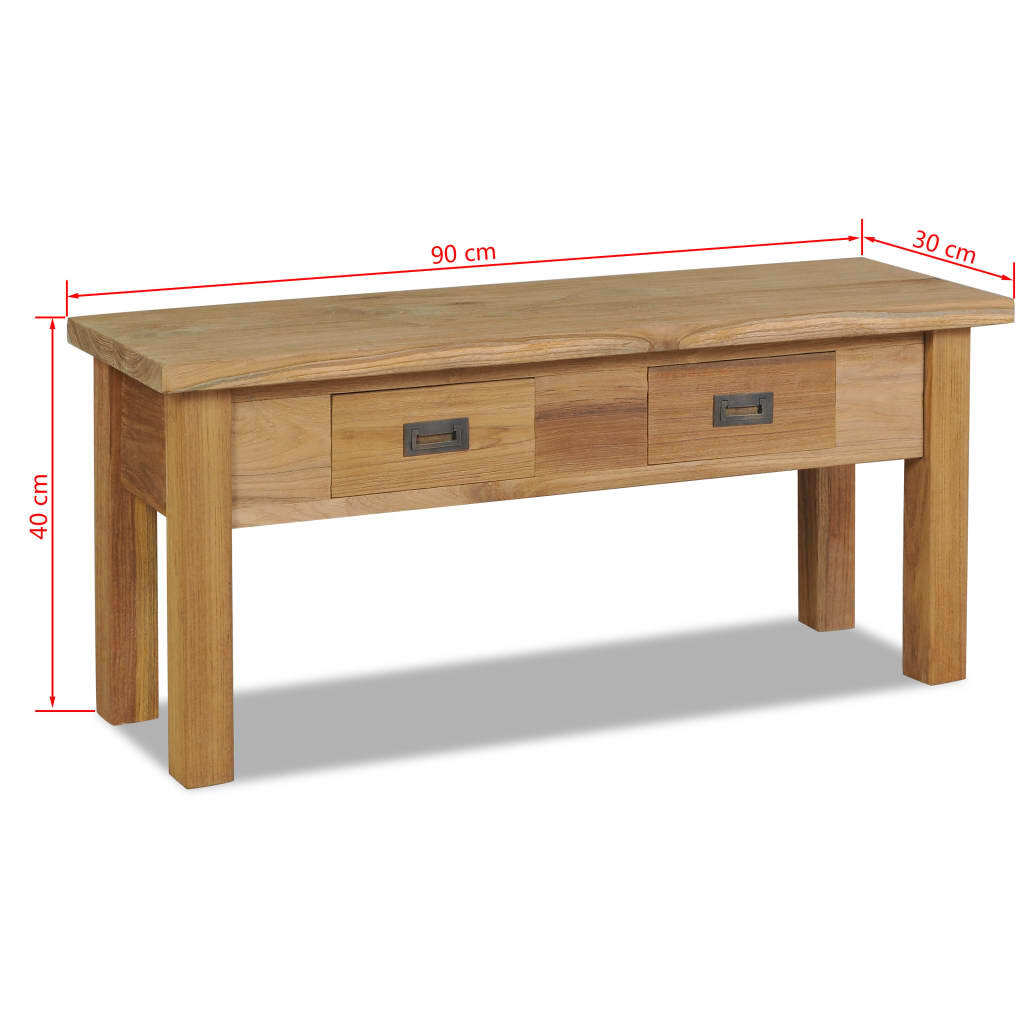 vidaXL Hall Bench Solid Teak 35.4"x11.8"x15.7"