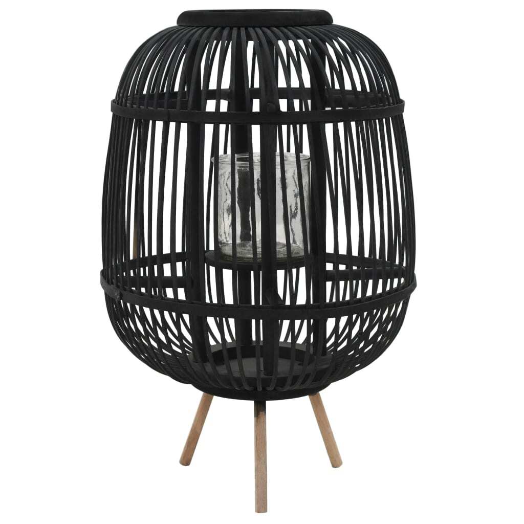 vidaXL Freestanding Candle Lantern Holder Bamboo Black