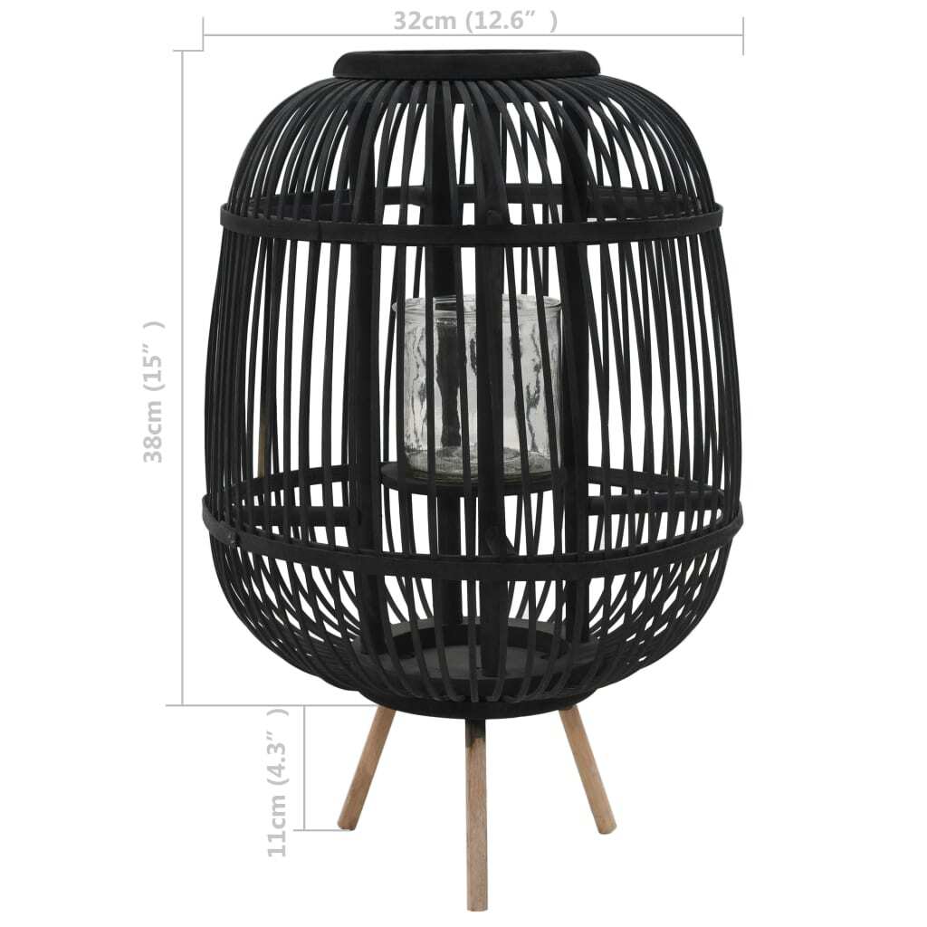 vidaXL Freestanding Candle Lantern Holder Bamboo Black