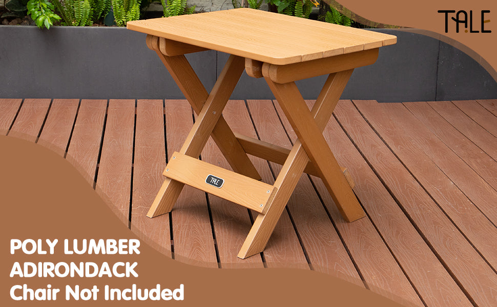 TALE Adirondack Portable Folding Side Table Square All-Weather and Fade-Resistant Plastic Wood Table Perfect for Outdoor Garden, Beach, Camping, Picnics Brown  Ban on Amazon