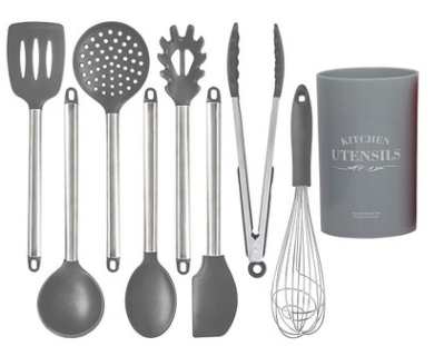 Size: 9 piece of grey - The silicone kitchen utensils and appliances