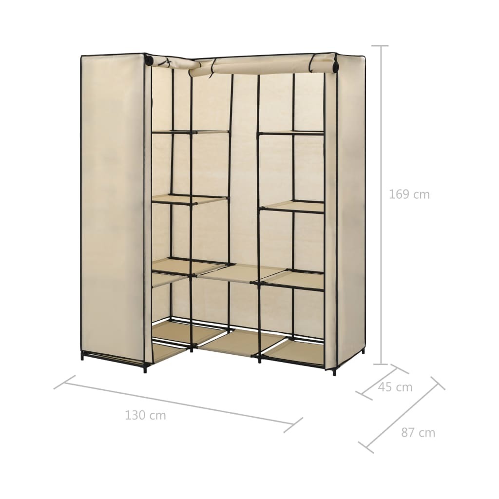 vidaXL Corner Wardrobe Cream 51.2"x34.3"x66.5"