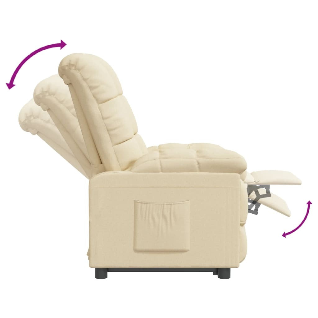 vidaXL Recliner Cream Fabric