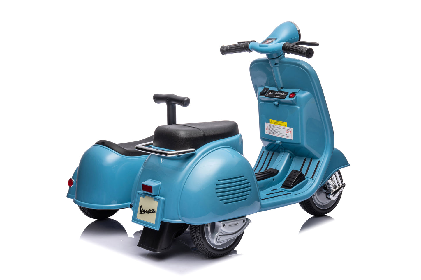 6V LICENSED Vespa Scooter Motorcycle with Side Car for kids, Blue