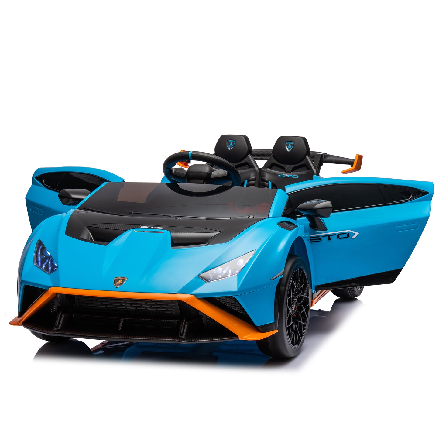 Lamborghini Huracan Sto 24V Kids Electric Ride-On Drift Car: Speeds 1.86-5.59 MPH, Ages 3-8, Foam Front Wheels, 360° Spin, LED Lights, Dynamic Music, Early Learning, USB Port, Drift Feature