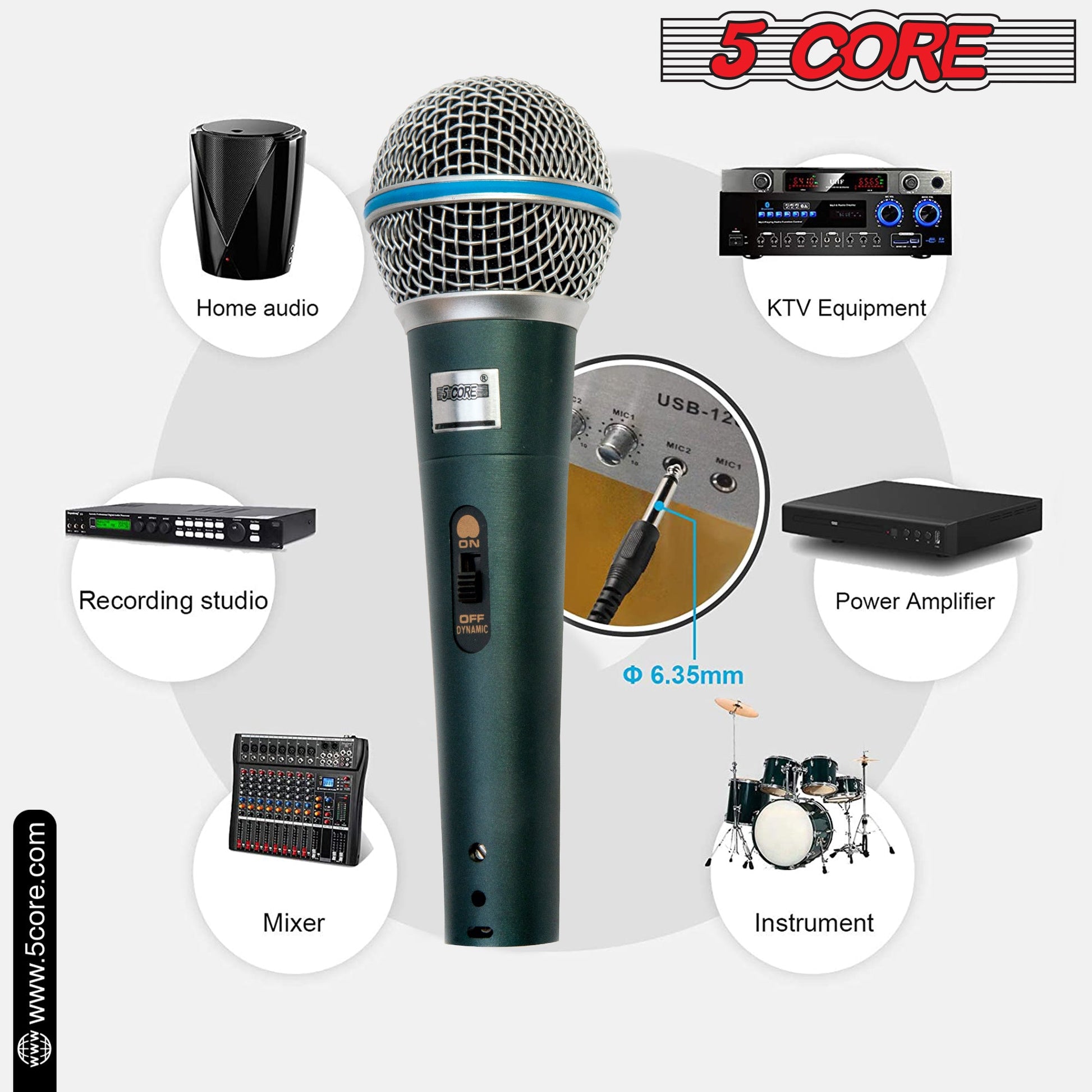 5Core Microphone For Singing Karaoke Mic 3Pcs XLR Microfono Dynamic Cardioid Unidirectional-7