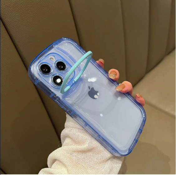 Transparent Phone Case with Folding Holder For iPhone