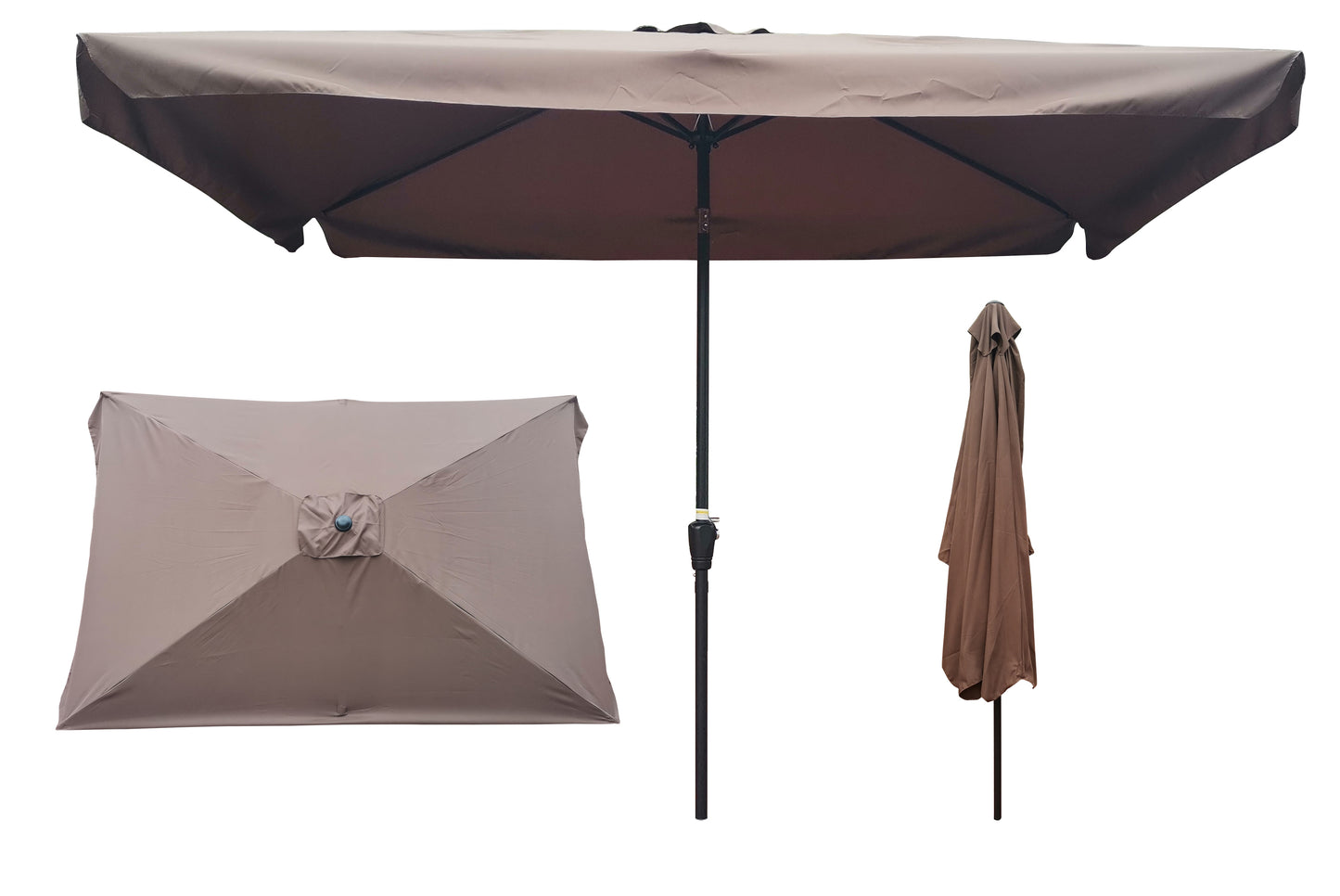 10 x 6.5ft Rectangular Patio Umbrella Outdoor Market Umbrellas with Crank and Push Button Tilt for Garden Swimming Pool Market