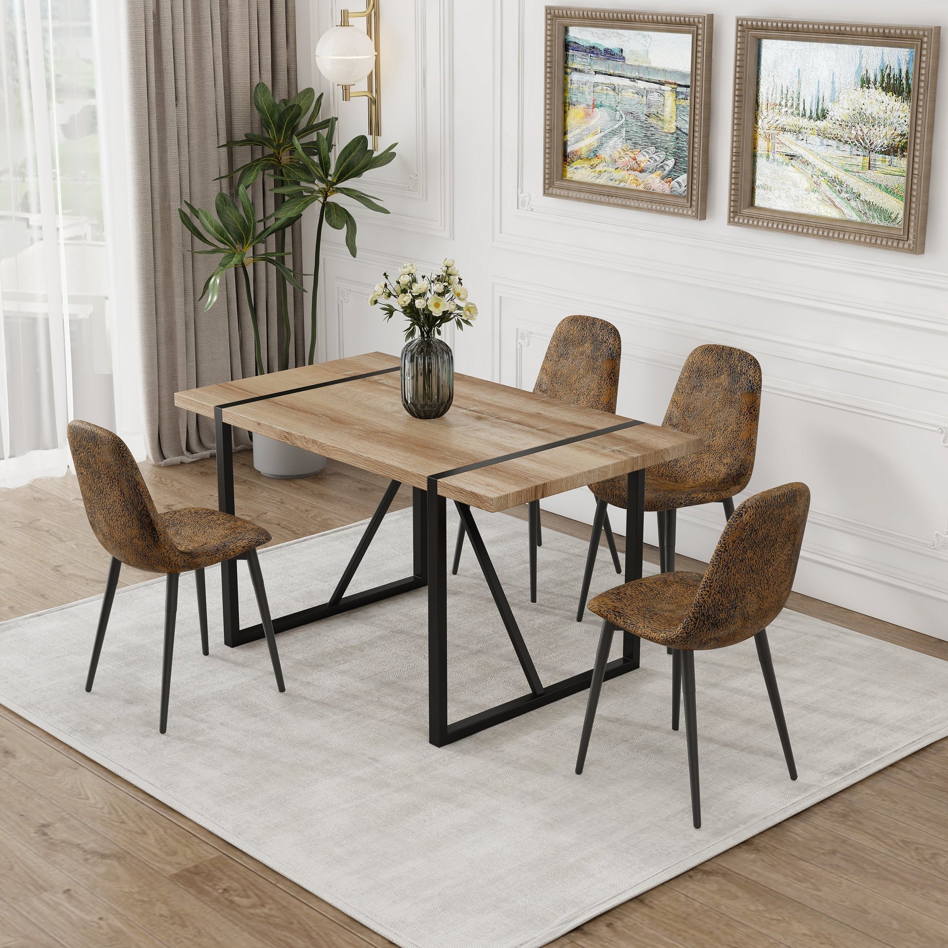 Dining Table and 4 Modern Dining Chairs-1