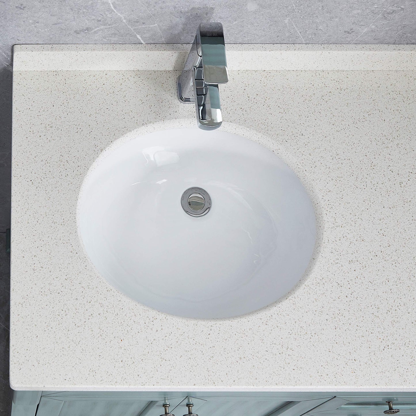 White Oval Undermount Bathroom Sink With Overflow