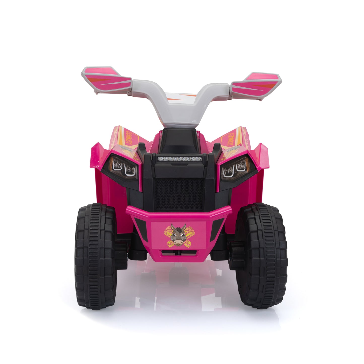 6V Kids Electric ATV, Toddler Ride on Car with Trailer, Music, Bluetooth and Power Display for Boys and Girls, Rosy