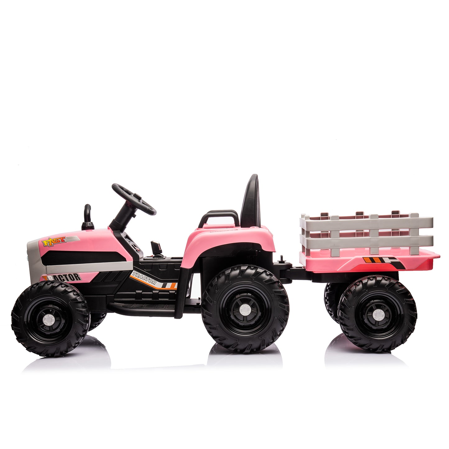 Ride on Tractor with Trailer,12V Battery Powered Electric Tractor Toy w/Remote Control,electric car for kids,Three speed adjustable,Power display, USB,MP3 ,Bluetooth,LED light,Two-point safety belt