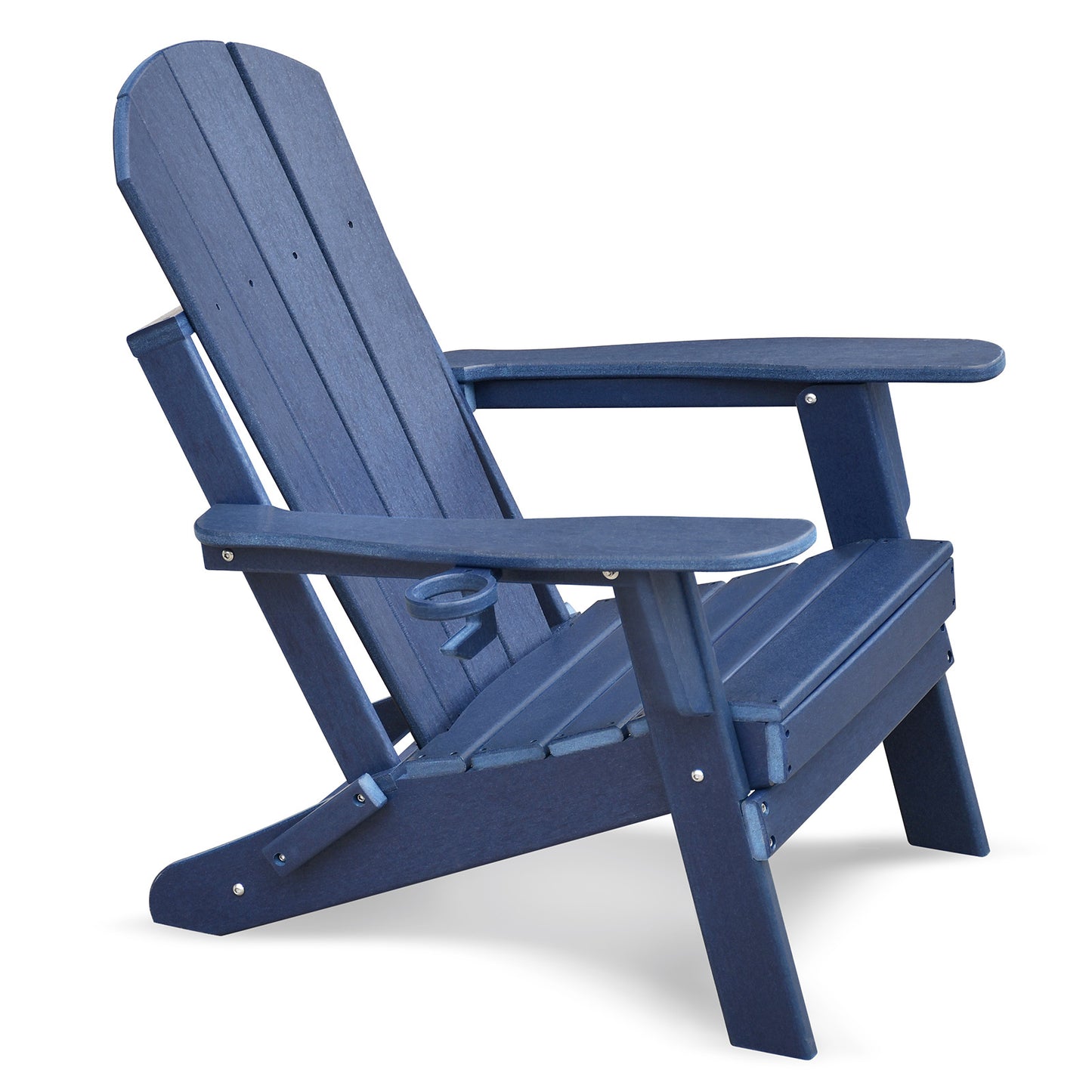 Folding Outdoor Adirondack Chair for Relaxing, HDPE All-weather Fire Pit Chair, Patio Lawn Chair for Outside Deck Garden Backyardf Balcony, Navy Blue