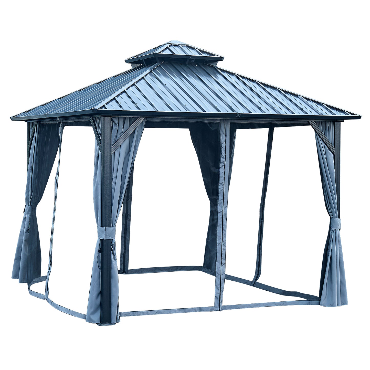 10*10FT patic gazebo,alu gazebo with steel canopy,Outdoor Permanent Hardtop Gazebo Canopy for Patio, Garden, Backyard