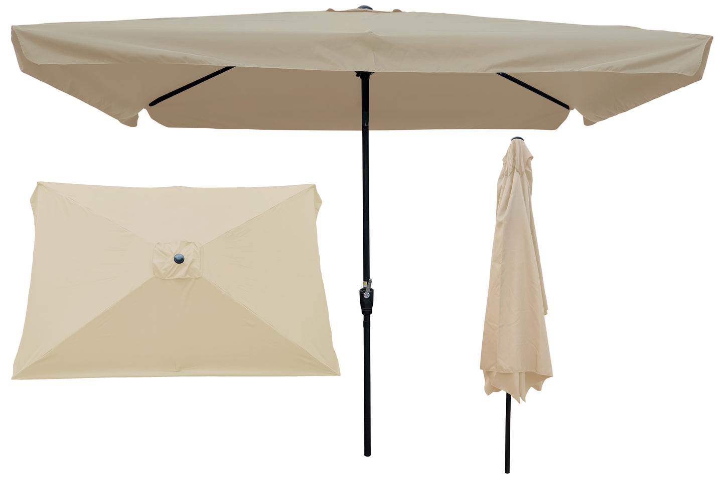 10 x 6.5ft Rectangular Patio Umbrella Outdoor Market  Umbrellas with Crank and Push Button Tilt for Garden   Swimming Pool Market