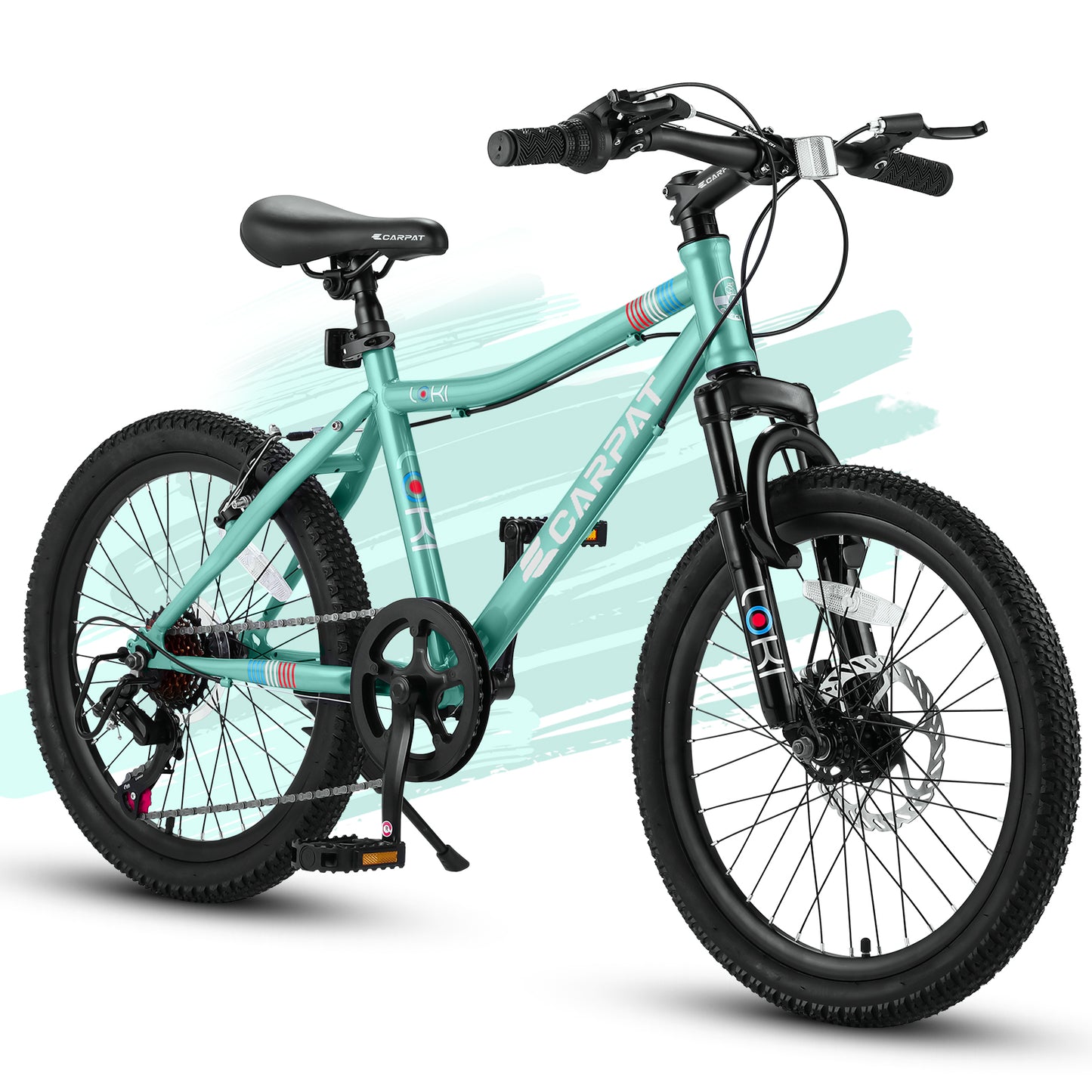 S20101 Ecarpat 20 Inch Kids Bike, Boys Girls Mountain Bike Ages 8-12, 7 Speed Teenager Children Kids' Bicycles, Front Suspension Disc U Brake, 14 Inch Height Steel Frame