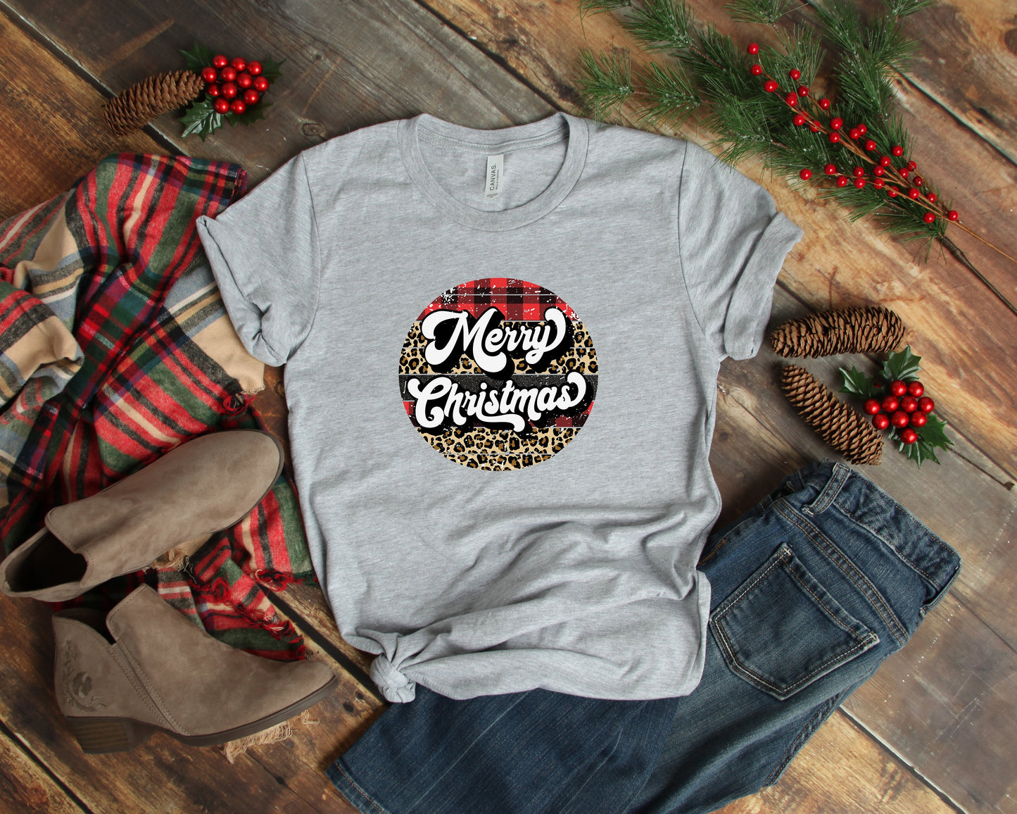 Retro Merry Christmas Shirt, Buffalo Plaid Christmas Shirt - American Smart