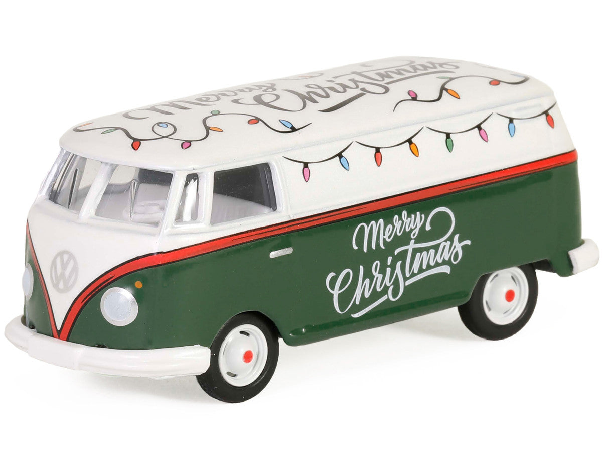 Volkswagen Type 2 Panel Van "Christmas 2024" Green and White with Graphics "Hobby Exclusive" Series 1/64 Diecast Model Car by Greenlight-1