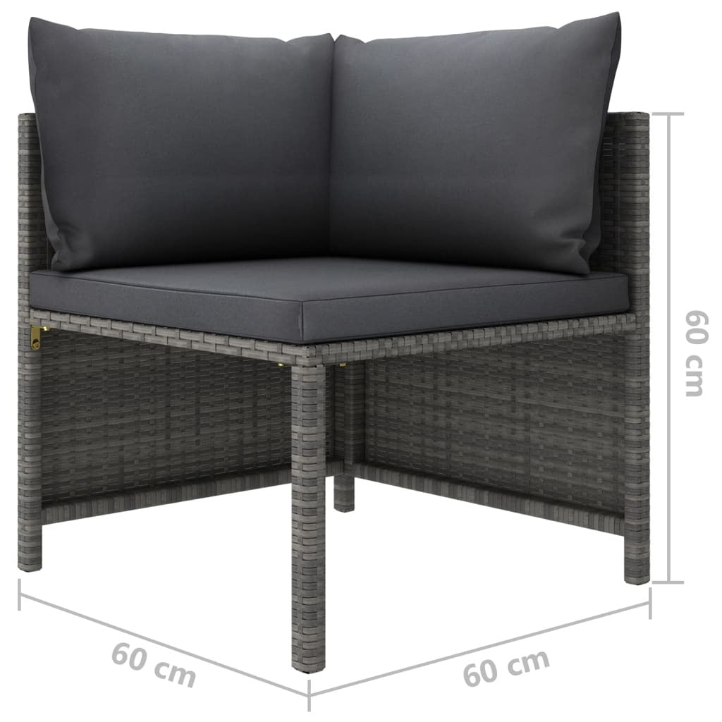 vidaXL 9 Piece Patio Lounge Set with Cushions Poly Rattan Gray