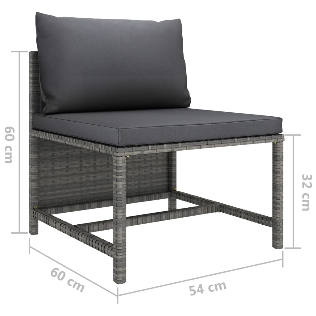 vidaXL 9 Piece Patio Lounge Set with Cushions Poly Rattan Gray