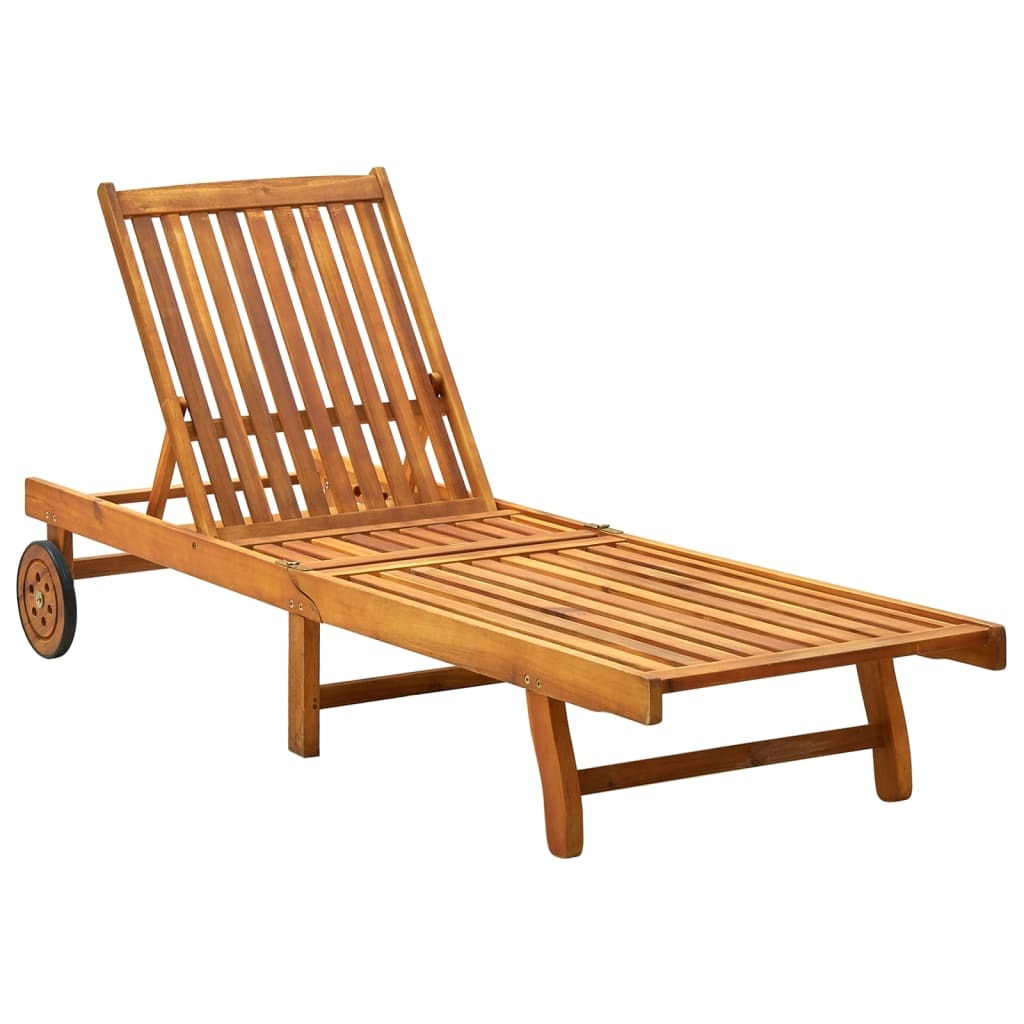 vidaXL Patio Sun Lounger with Cushion Solid Acacia Wood