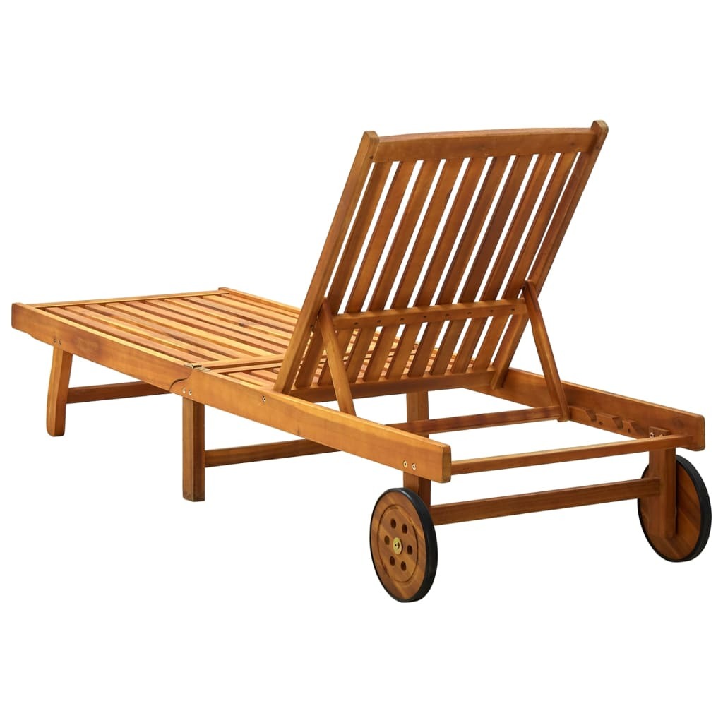 vidaXL Patio Sun Lounger with Cushion Solid Acacia Wood