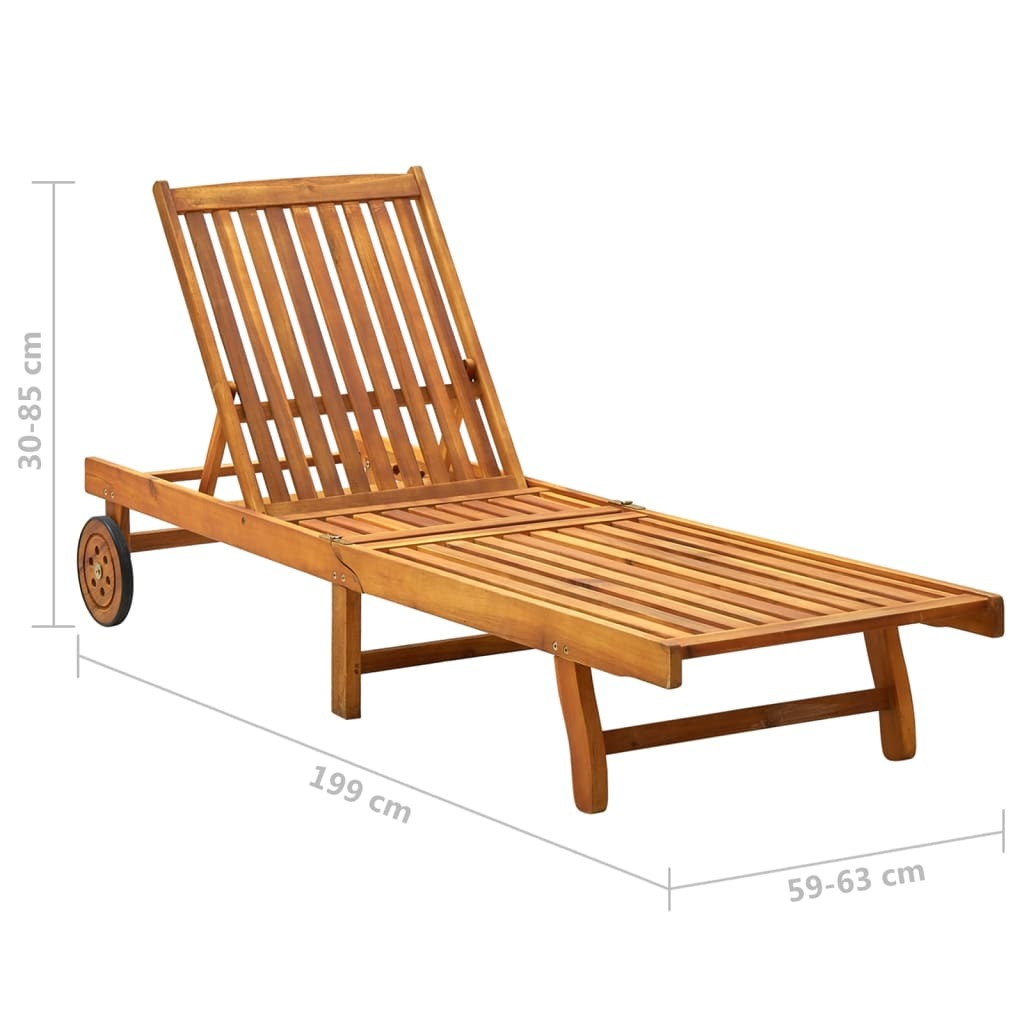 vidaXL Patio Sun Lounger with Cushion Solid Acacia Wood