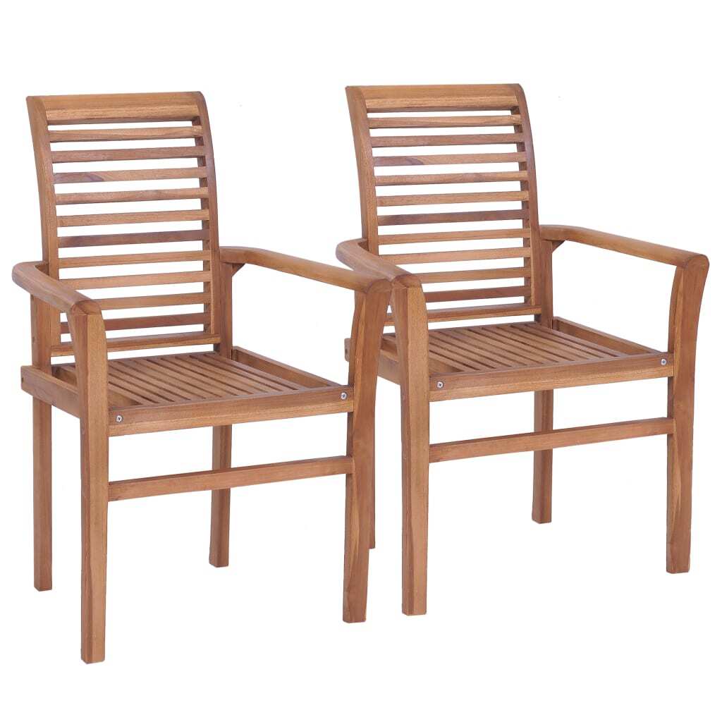 vidaXL Dining Chairs 2 pcs with Bright Green Cushions Solid Teak Wood