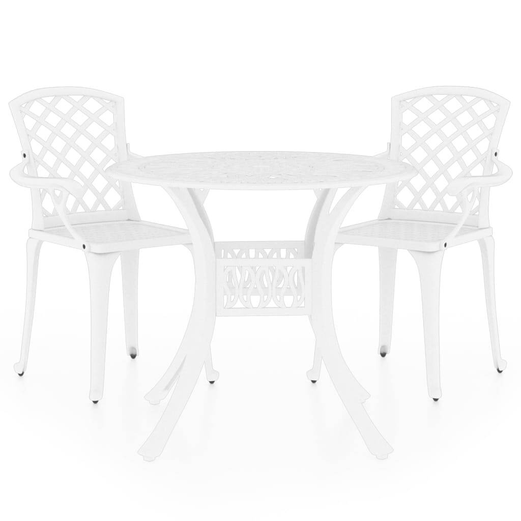 vidaXL 3 Piece Bistro Set Cast Aluminum White